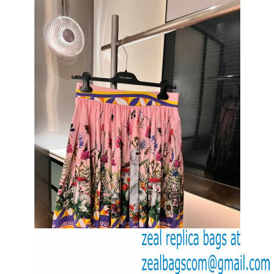 Dolce & Gabbana PINK FLOWERS PRINTED SILK SKIRT 2023